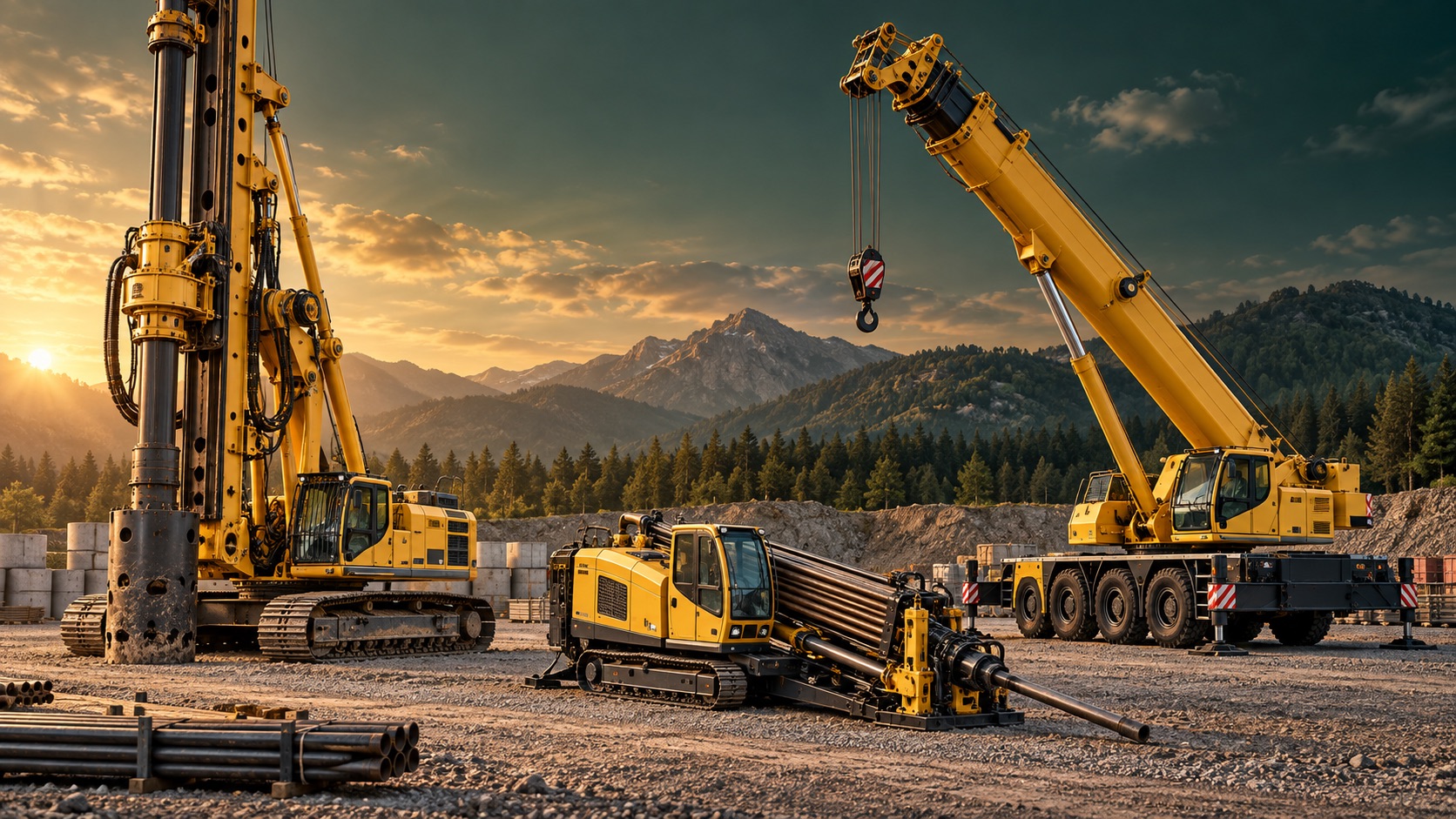 Piling rigs, directional drills, trenchers and trenchless systems.